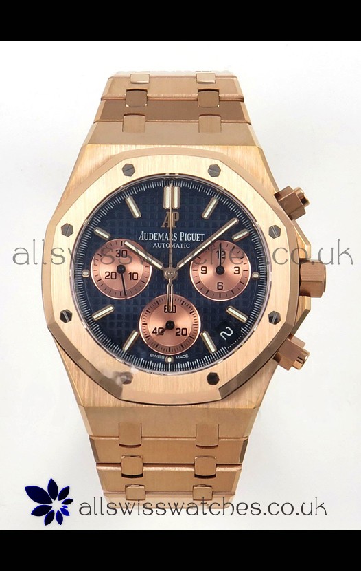 Royal Oak Chrono 26240 Rose Gold Blue Dial Super Clone Watch 