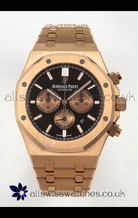 Royal Oak Chrono 26331 Rose Gold Brown Dial Super Clone Watch 