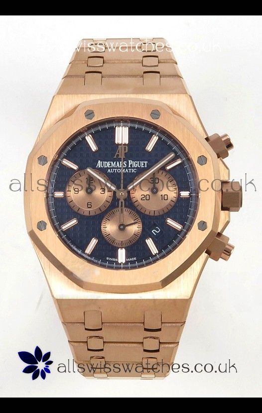 Royal Oak Chrono 26331 Rose Gold Blue Dial Super Clone Watch 