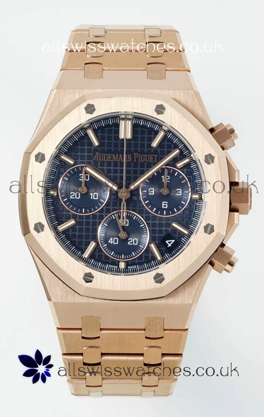 Royal Oak Chrono 26240 Rose Gold Strap in Blue Dial Super Clone Watch 