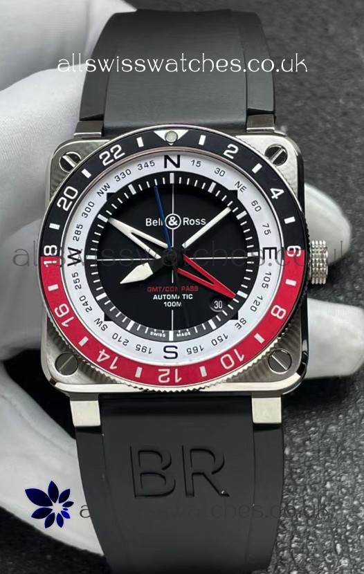 Bell and Ross BR03 GMT Compass Red/Black Bezel Swiss Replica Watch 