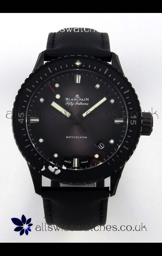 Blancpain Fifty Fathoms Ceramic Case Leather Strap Grey Dial Super Clone Watch 
