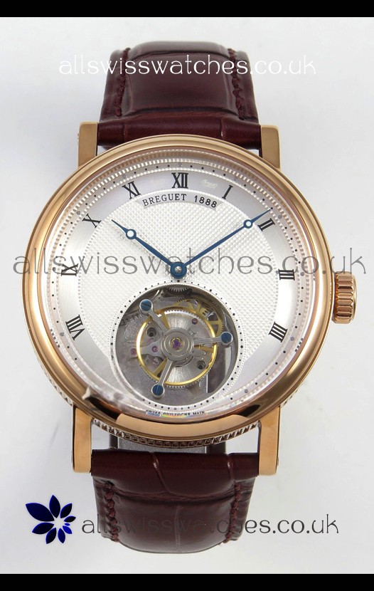 Breguet Classique Tourbillon Rose Gold Roman Dial Super Clone Watch 