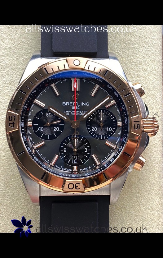 Breitling Chronomat B01 42 Grey Dial Two Tone Rubber Strap Super Clone Watch 