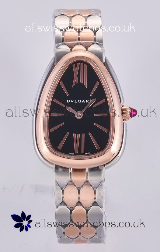 Serpenti Seduttori Black Dial Two Tone Rose Gold Casing Super Clone Watch