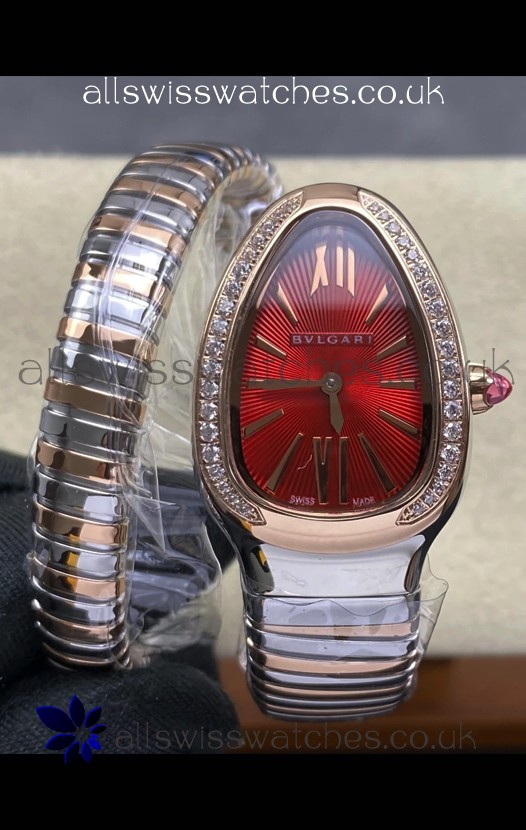 Serpenti Two Tone Red Dial Super Clone Watch