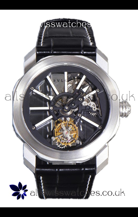 Bvlgari Octo Roma Titanium Watch in White Hour Markers Super Clone Watch 