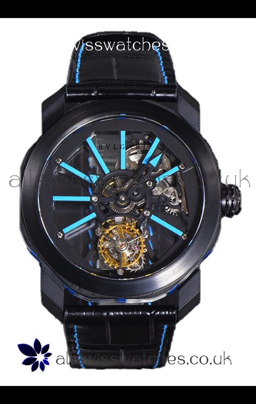 Bvlgari Octo Roma PVD Titanium Watch in Blue Hour Markers Super Clone Watch 
