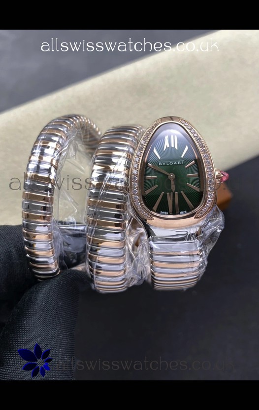 Serpenti Tubogas Double Spiral Green Dial Two Tone Super Clone Watch 