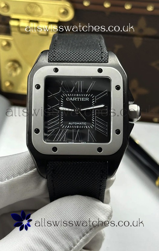 Santos De Cartier in Black Dial PVD MLF Coating Super Clone Watch