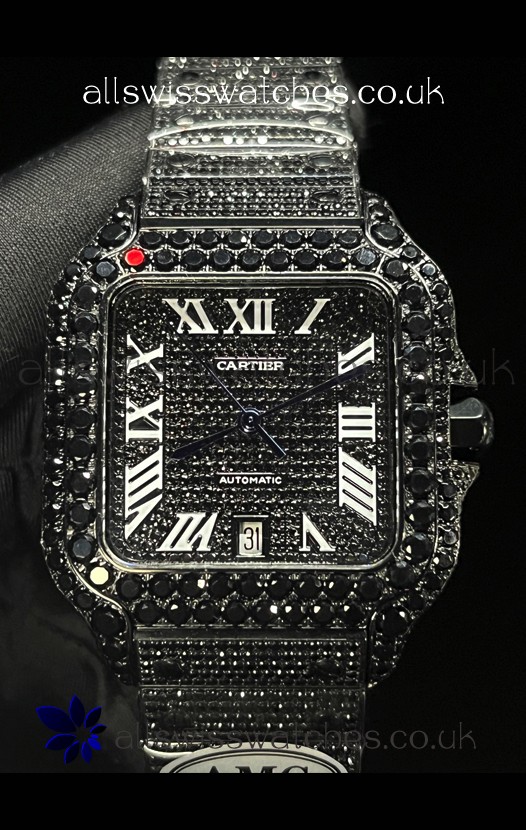 Cartier "Santos De Cartier" Black moissanite 40MM Super Clone Watch 