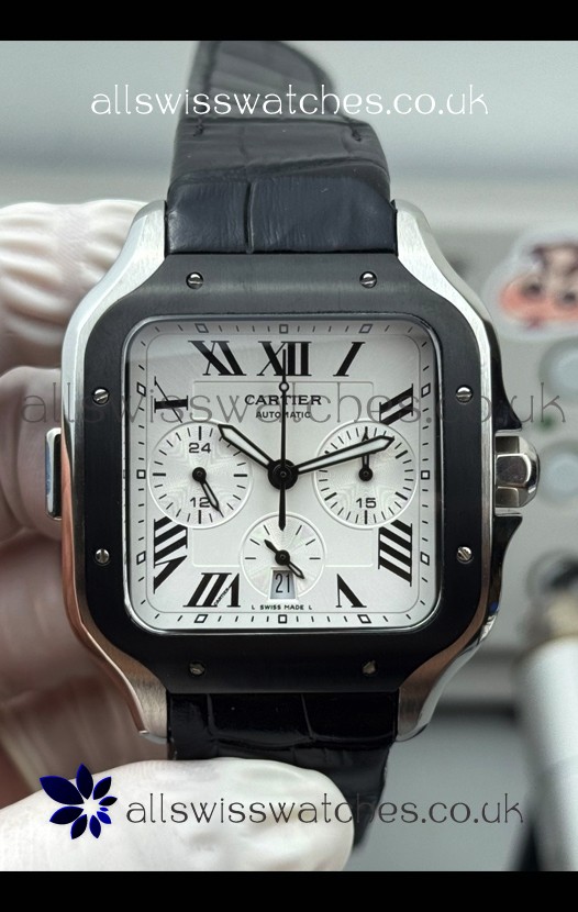 Cartier Santos XL DLC Coating White Dial 43MM Swiss Replica Watch 