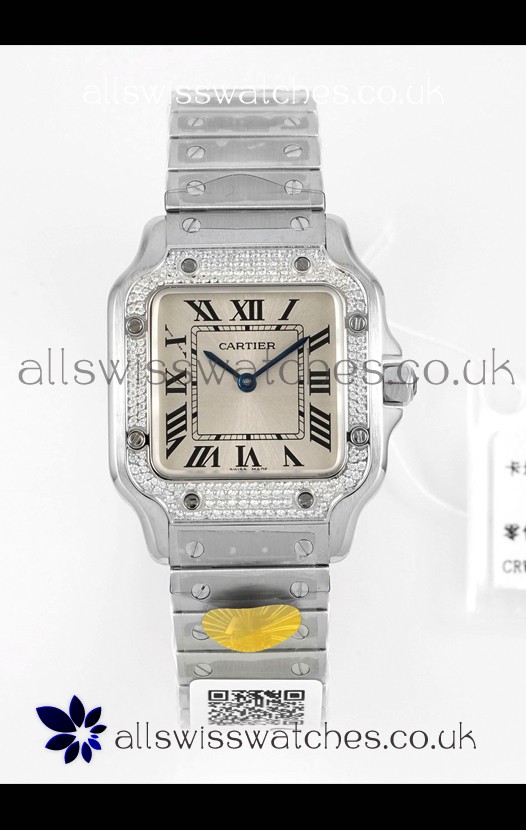 Cartier Santos Swiss Quartz 27MM Steel Dial Super Clone Watch
