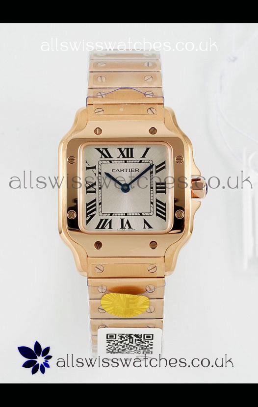 Cartier Santos Swiss Quartz 27MM Rose Gold Super Clone Watch 