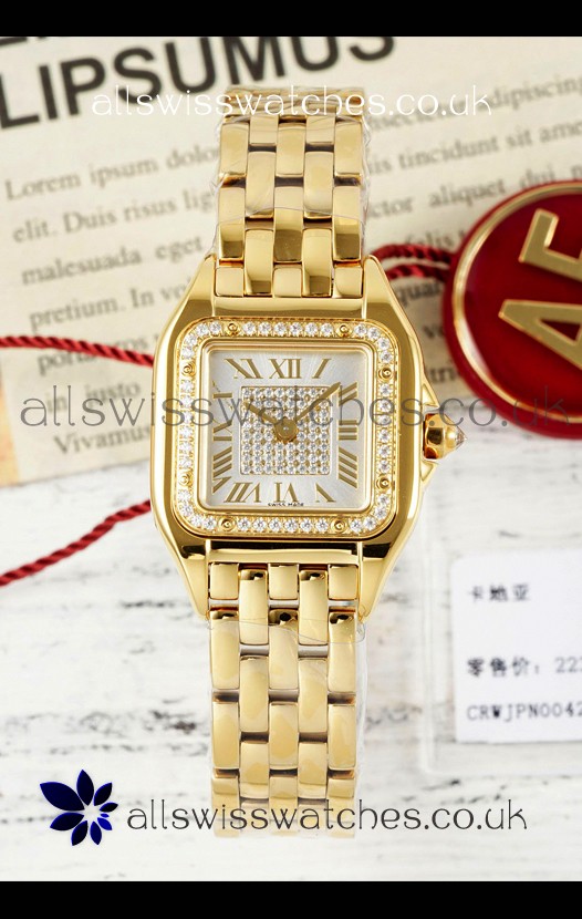 PANTHERE de Cartier 22mm Diamonds Dial Yellow Gold Super Clone Watch