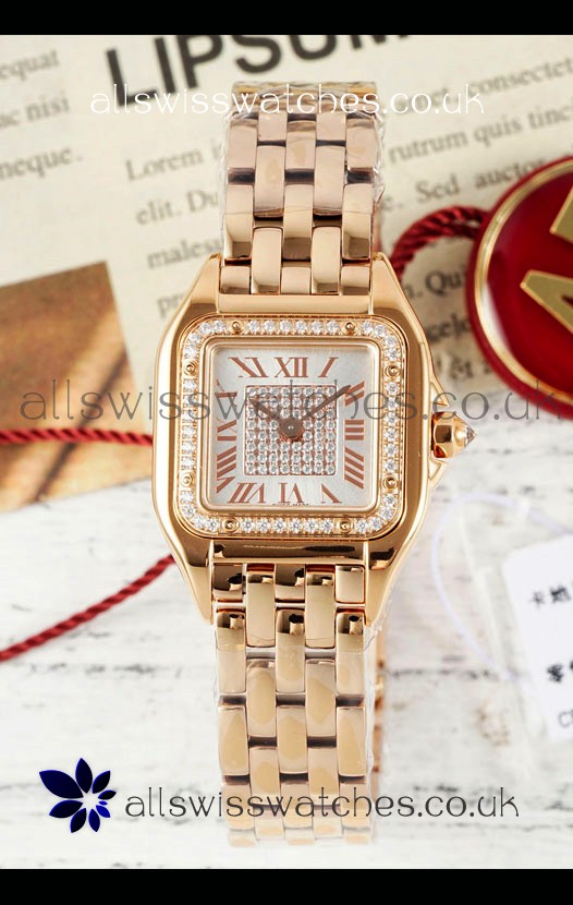 PANTHERE de Cartier 22mm Diamonds Dial Rose Gold Super Clone Watch
