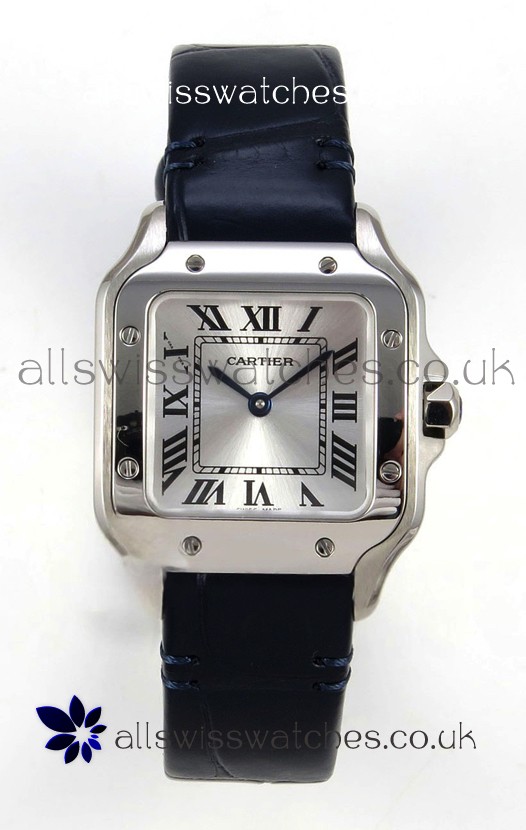 Cartier Santos Swiss Quartz 27MM Steel Leather Strap Super Clone Watch