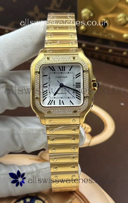 Santos De Cartier 35MM Yellow Gold Super Clone Edition Watch 