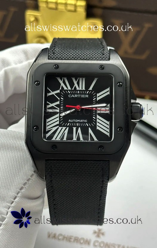 Santos De Cartier in Black Dial PVD MLF Coating Super Clone Watch