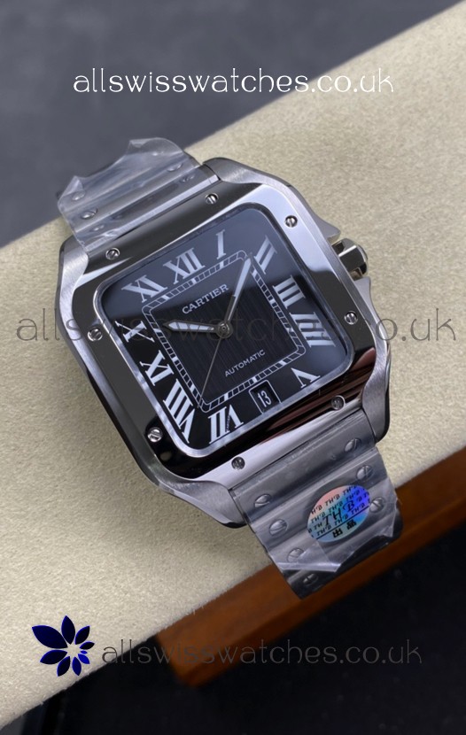 Cartier Santos De Cartier 904L Steel Black Dial Super Clone Replica 40MM Watch