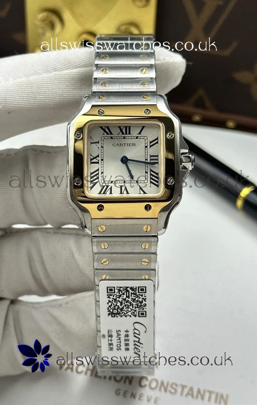 Cartier Santos Swiss Quartz 27MM Two Tone Super Clone Watch