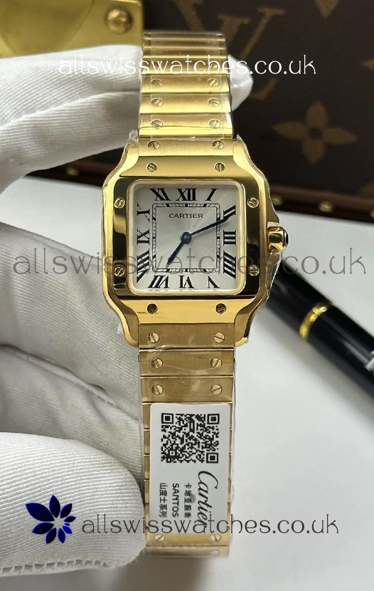 Cartier Santos Swiss Quartz 27MM Yellow Gold Super Clone Watch 