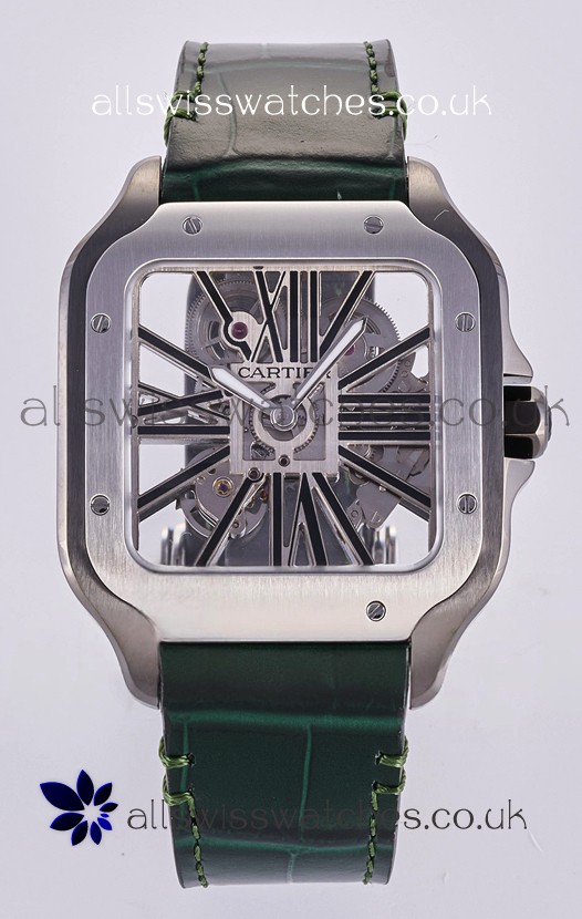 Santos De Cartier Super Clone Watch in Skeleton Dial Steel Case