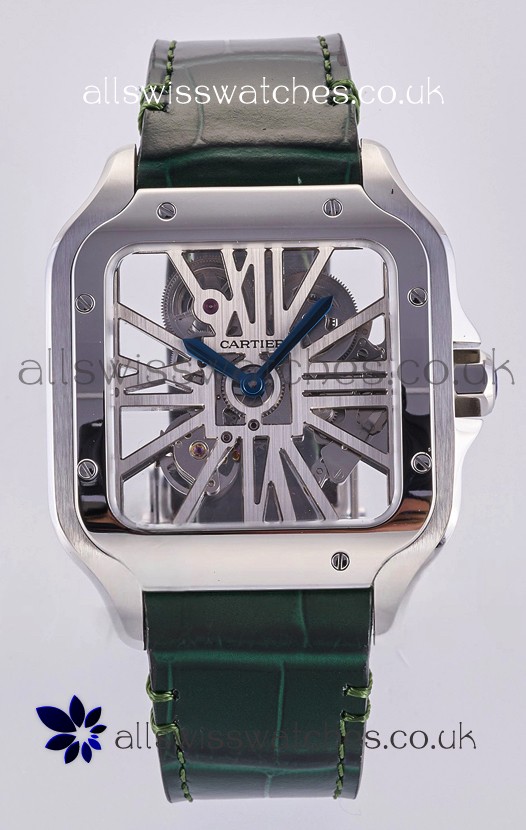 Santos De Cartier Super Clone Watch in Skeleton Dial Steel Case