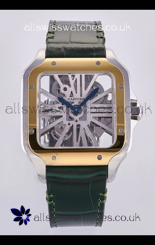 Santos De Cartier Super Clone Watch in Skeleton Dial Two Tone Case