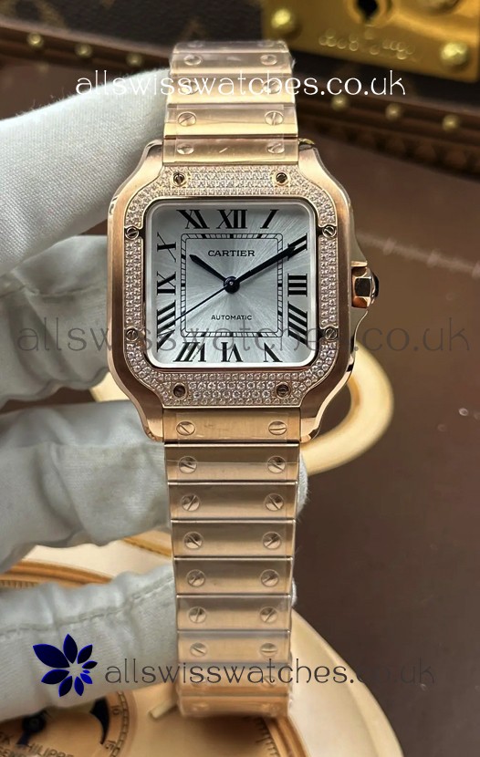 Santos De Cartier 35MM Rose Gold Super Clone Edition Watch 