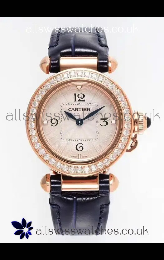 Pasha De Cartier Rose Gold Casing Watch 30MM Super Clone Watch 