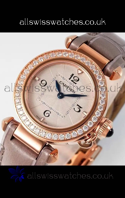 Pasha De Cartier Rose Gold Casing Watch 30MM Super Clone Watch 