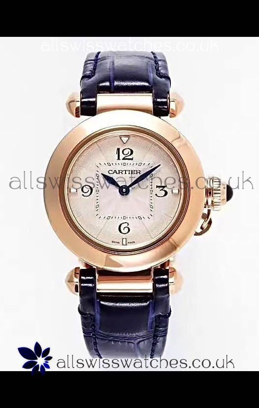 Pasha De Cartier Rose Gold Casing Watch 30MM Super Clone Watch 