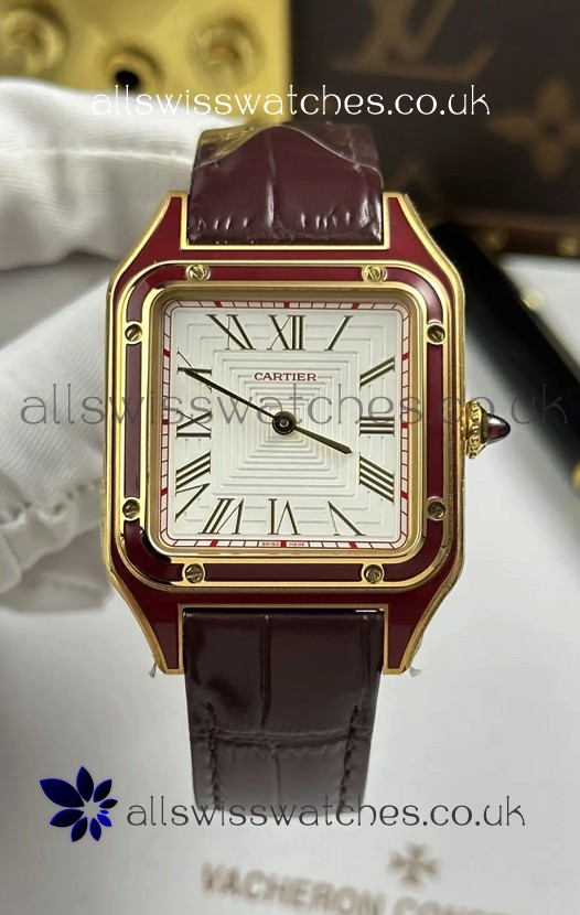 Santos Dumont 31MM Yellow Gold White Dial Super Clone Watch 