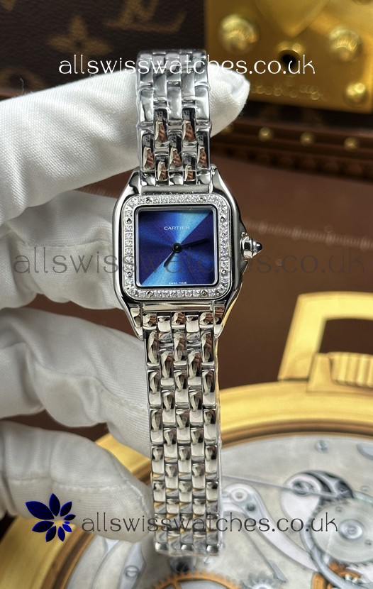 Cartier Panthere 22MM Steel Casing in Blue Dial Super Clone Watch 