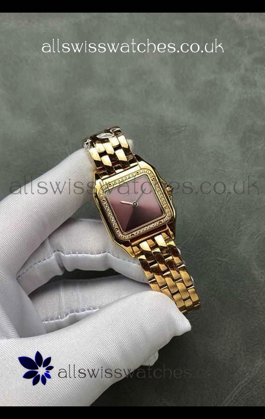 PANTHERE de Cartier 27MM Red Dial Diamonds Super Clone Watch 