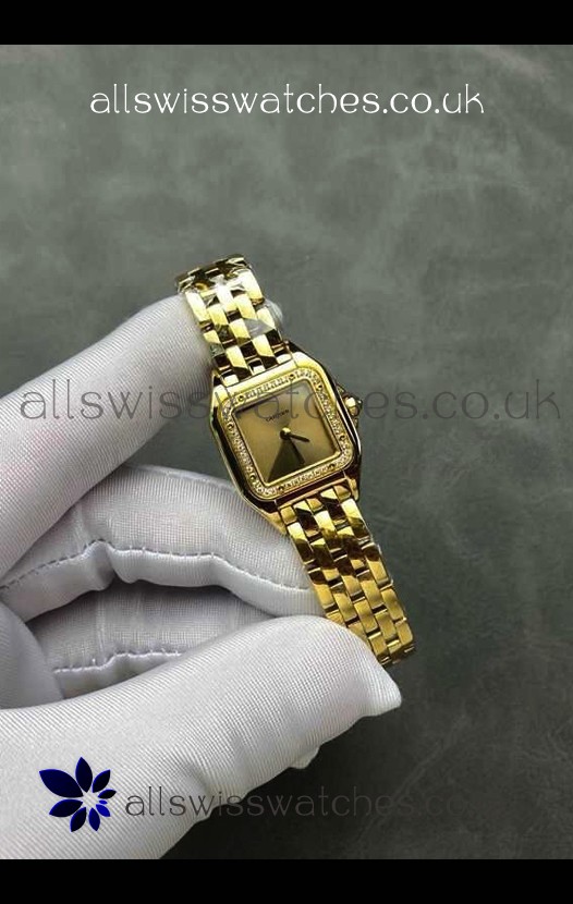 PANTHERE de Cartier 22MM Gold Dial Diamonds Super Clone Watch 
