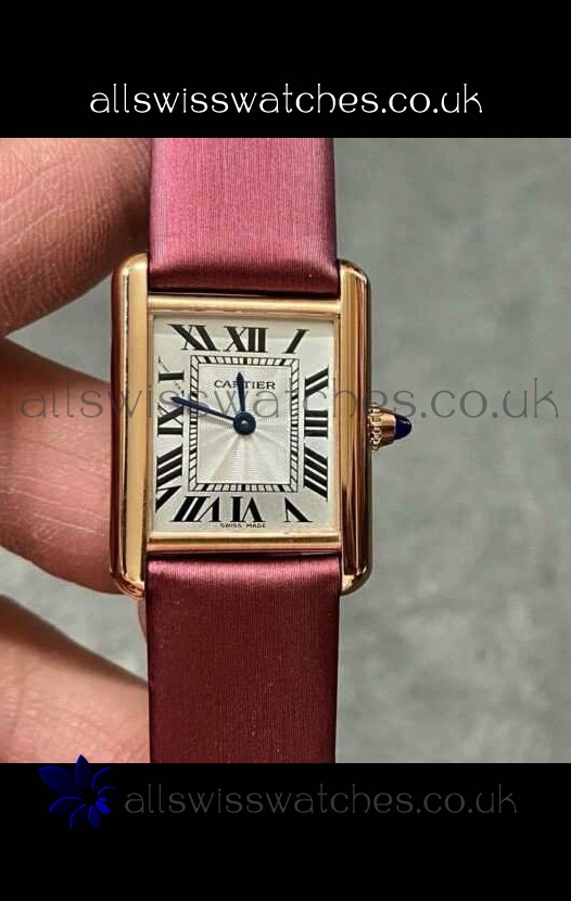 Cartier Tank Louis 22MM Swiss Quartz Movement Pink Strap Gold Case