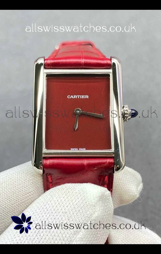 Cartier Tank Louis 25MM Swiss Quartz Red Dial Watch 