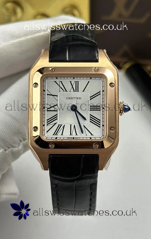Cartier Santos Dumont in Rose Gold Casing 27MM Super Clone Watch 