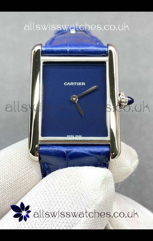 Cartier Tank Louis 25MM Swiss Quartz Blue Dial Watch 