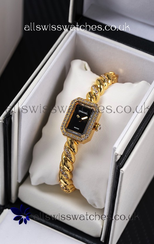 Chanel Premiere Galon Gold Diamonds Swiss Quartz Watch 