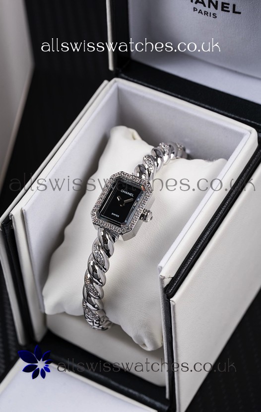 Chanel Premiere Galon Stainless Steel Diamonds Swiss Quartz Watch 