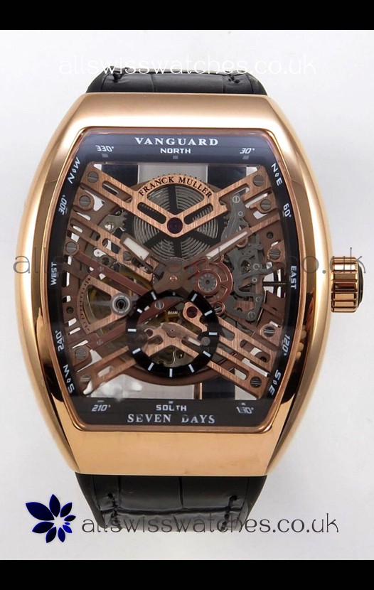 Franck Muller V45 Tourbillon Skeleton Rose Gold Super Clone Watch 
