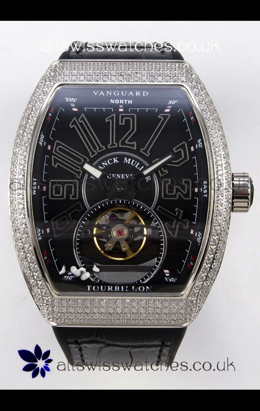 Franck Muller V45 Tourbillon Stainless Steel Diamonds Super Clone Watch 