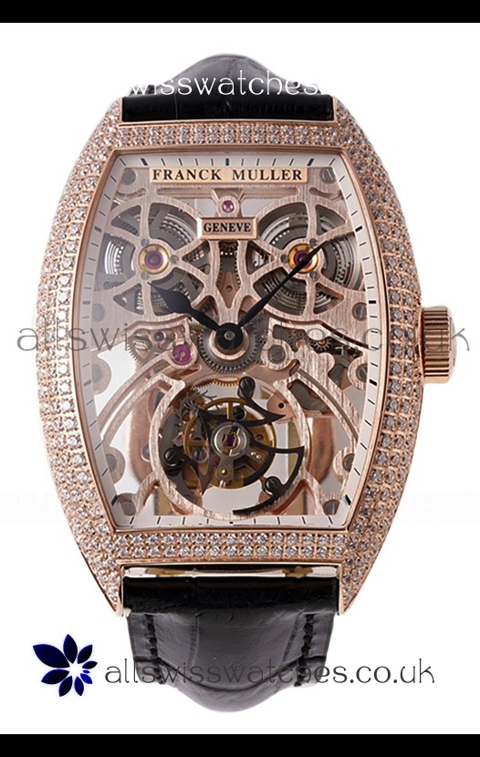 Franck Muller Fast Tourbillon Rose Gold Diamonds Super Clone Watch 