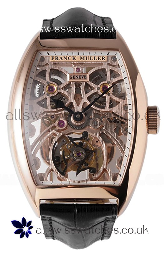 Franck Muller Fast Tourbillon Rose Gold Black Strap Super Clone Watch 