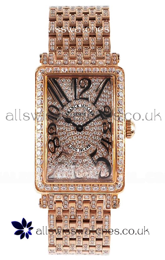Franck Muller Long Island Rose Gold Diamonds Swiss Replica Watch 