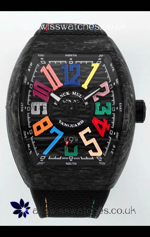 Franck Muller Super Clone Vanguard V45 Racing Carbon Watch in Nylon Strap