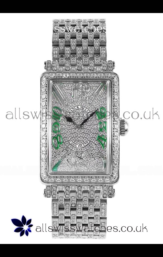Franck Muller Long Island Stainless Steel Diamonds Swiss Replica Watch 